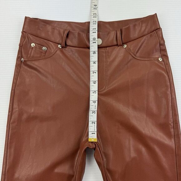 TAGOO Faux Leather Pants Women’s Small Brown High Rise Skinny Stretch Pull-On - Picture 6 of 9